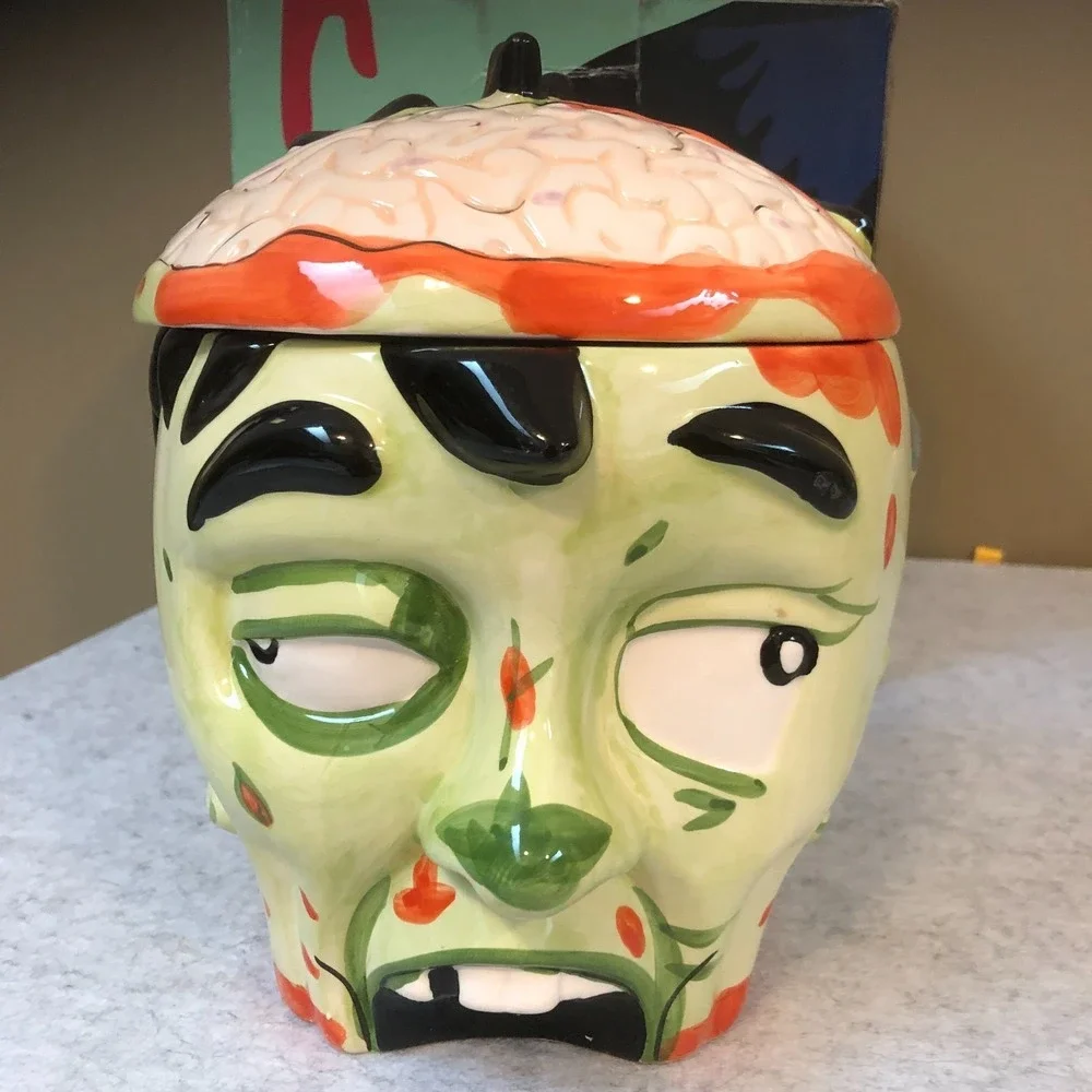 Zombie Head Cookie Jar Ceramic 2017 Think Geek Exclusive Horror EXCELLENT w/BOX